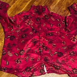 Faux Suede Floral Button Shirt